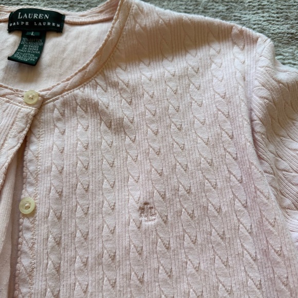 Lauren Ralph Lauren Sweaters - Lauren Ralph Lauren Pink Textured Button Cardigan Long Sleeve Size L